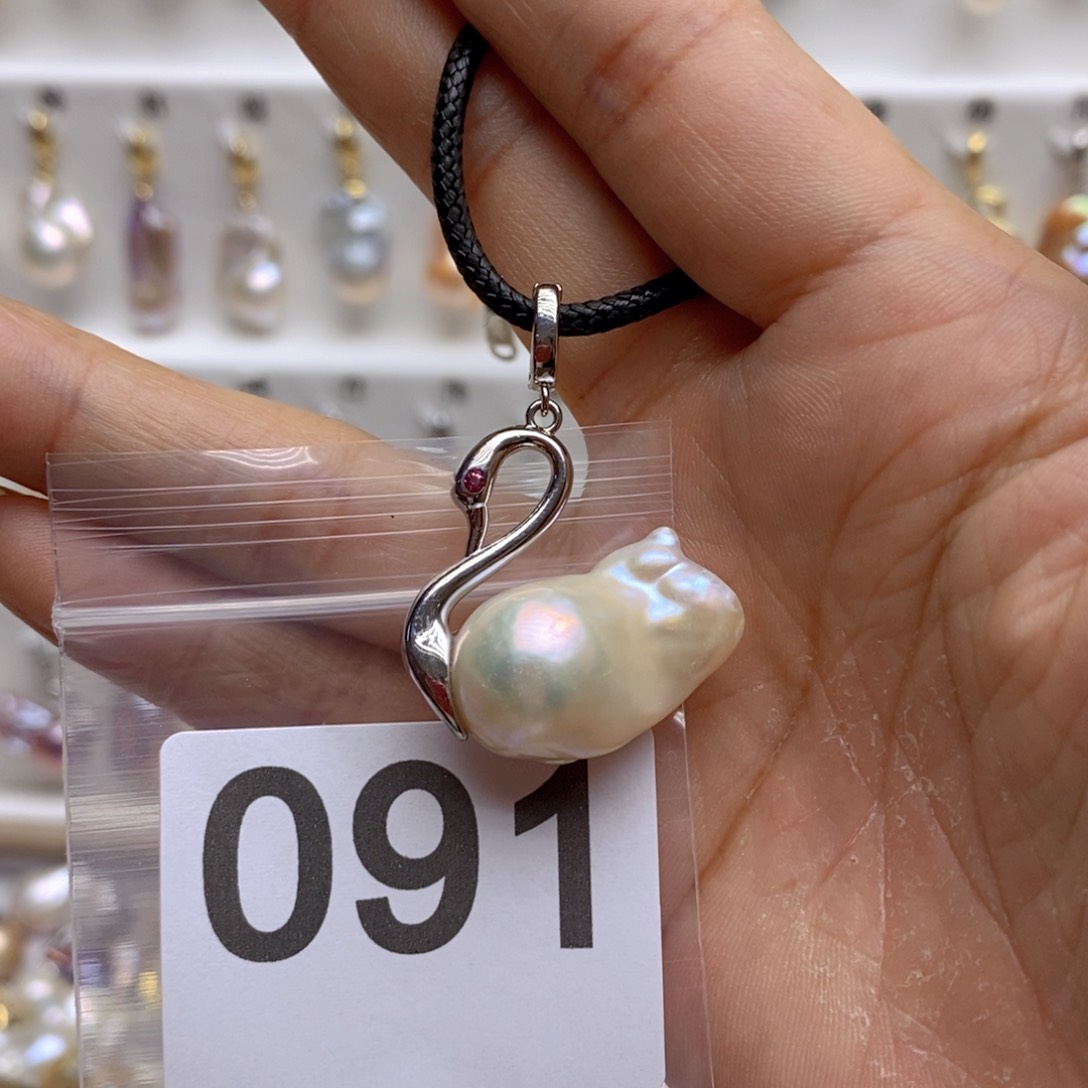 淡水珍珠颈饰银S925镶嵌91