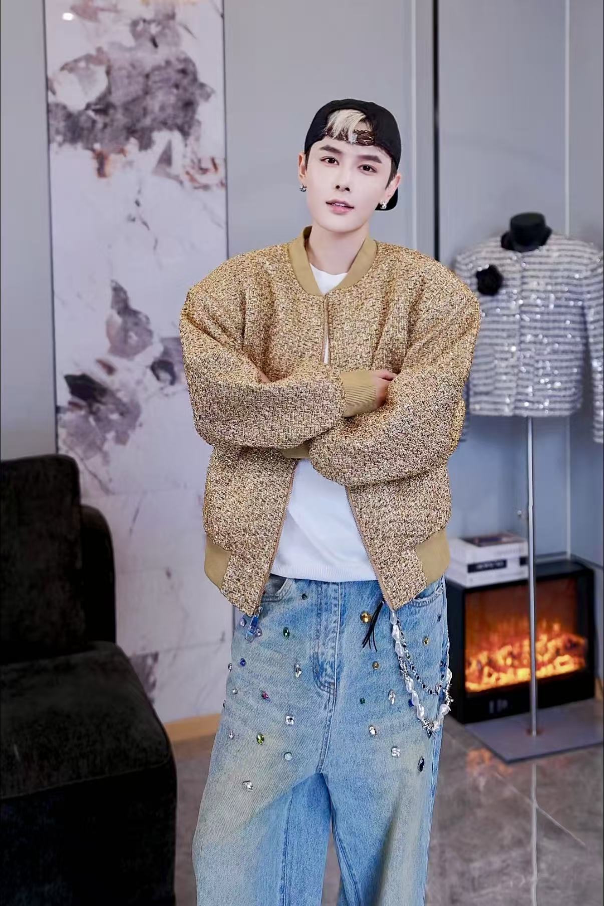 柒织Studio 一眼封神的鎏金外套 亮丝编织棒球领 潮到发光