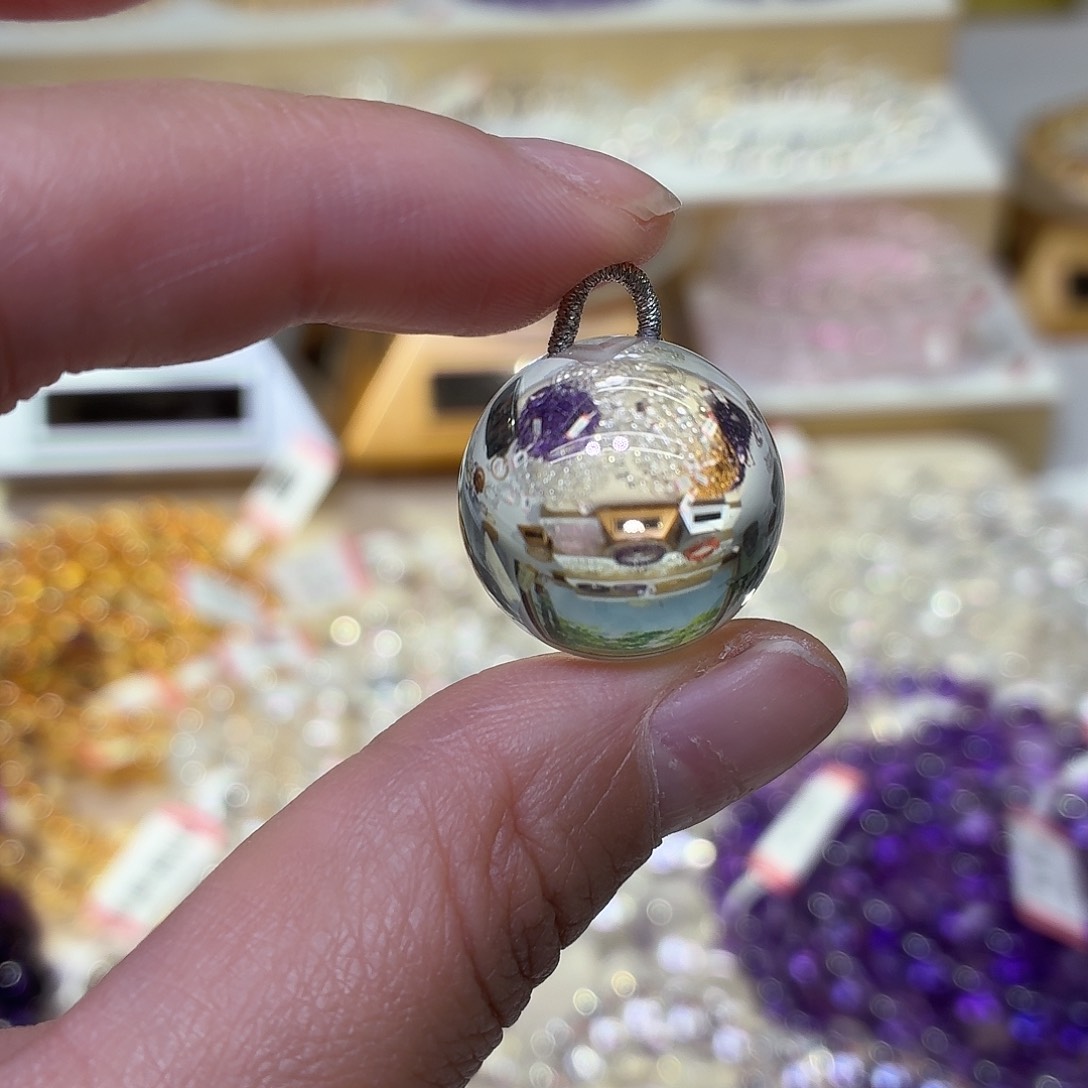 玉巴西白水吊坠卡20mm