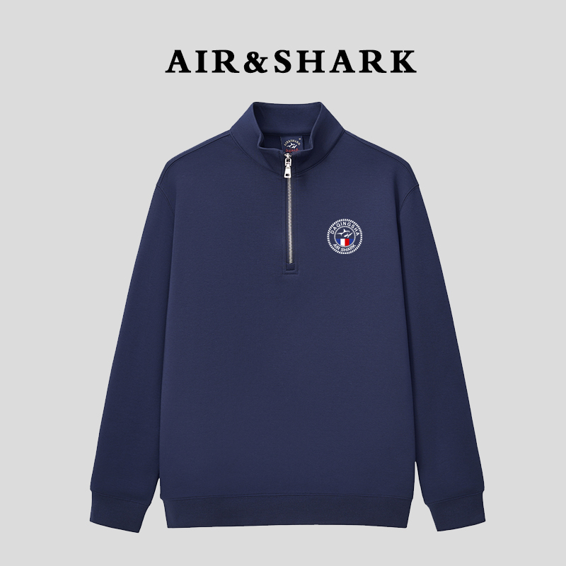 AIR SHARK/鲨鱼正品秋冬季男款高领半拉上衣商务长袖宽松运动卫衣