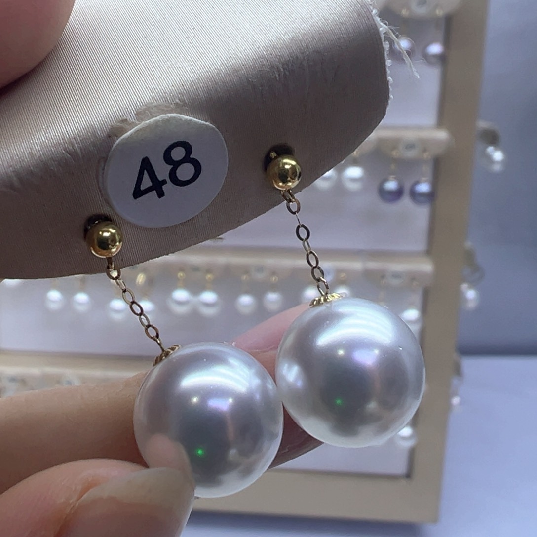 18K金镶嵌淡水珍珠耳饰