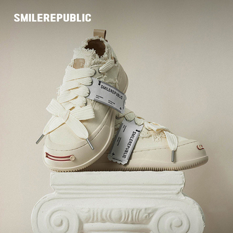 【马嘉祺同款】SMILEREPUBLIC时尚潮流经典白开口笑厚底鞋男女同款