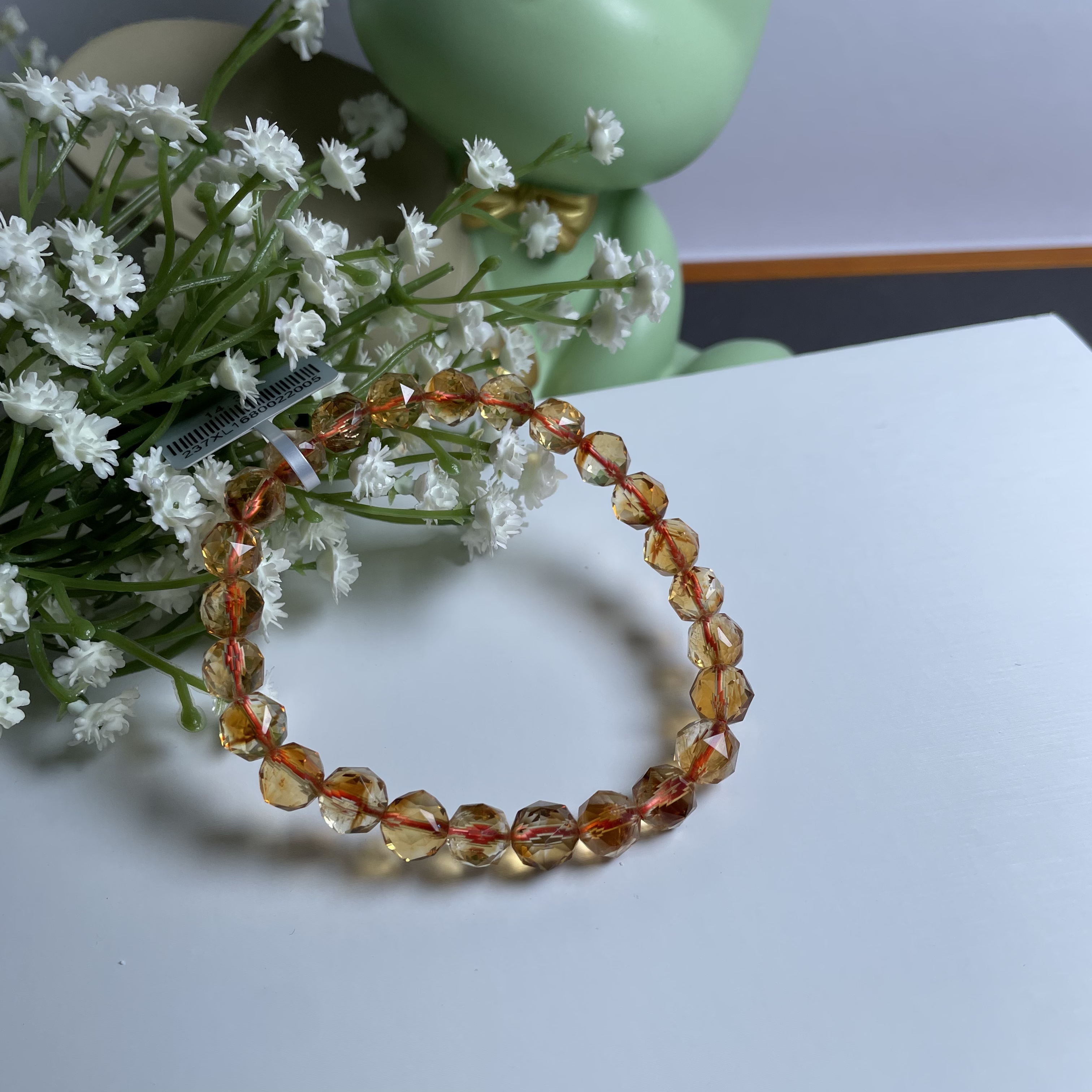 天然黄水晶刻面手链