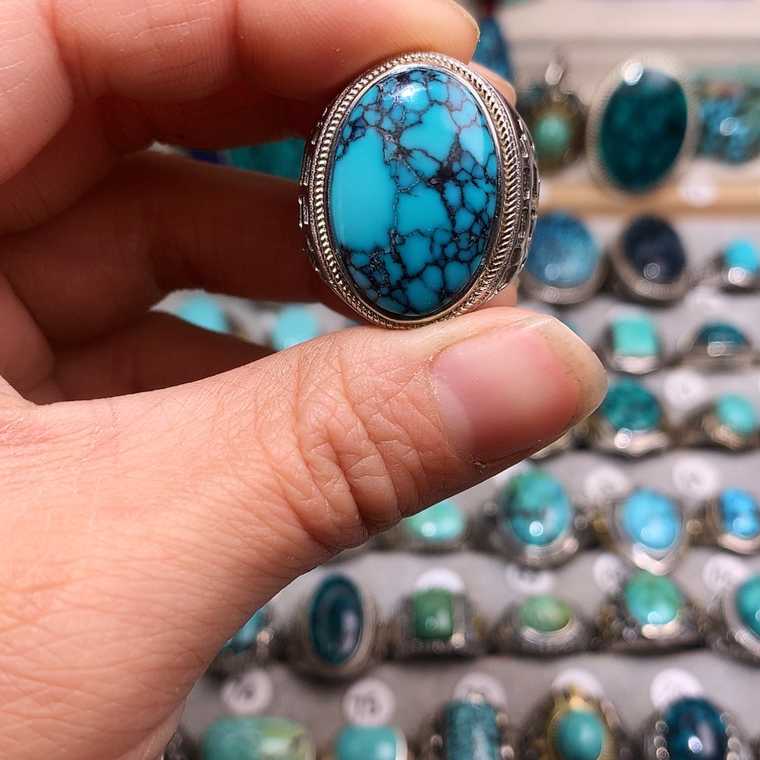 绿松石挂件银S925镶嵌