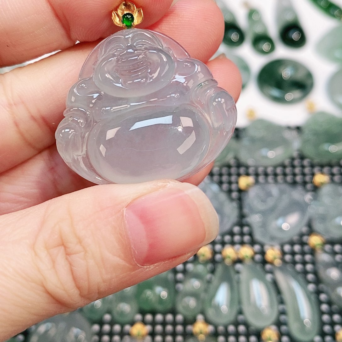 翡翠颈饰18K金镶嵌吊坠