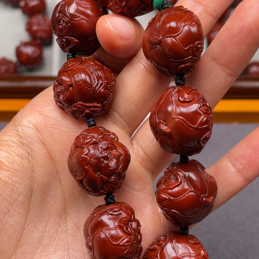 黄***居橄榄核手串/手链荷叶横财