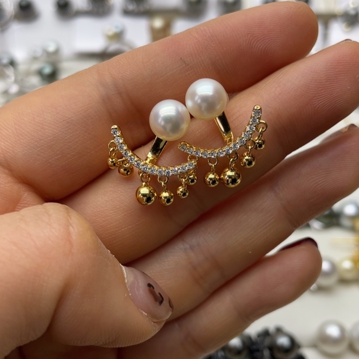 海水珍珠耳饰银S925镶嵌