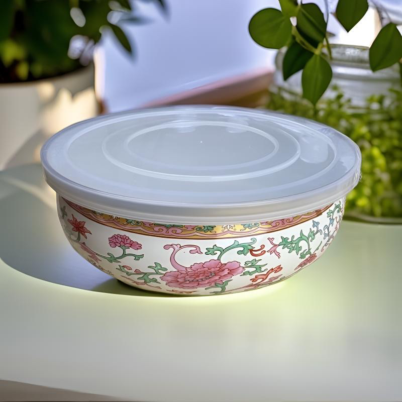 【20cm如意盆】搪瓷金边如意盆拌馅汤盆火锅和面盆搪瓷盆