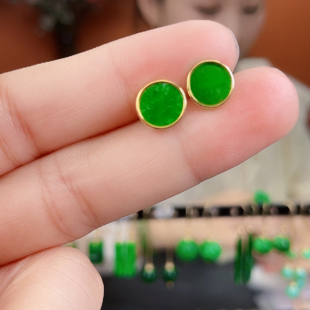 翡翠银S925镶嵌耳饰