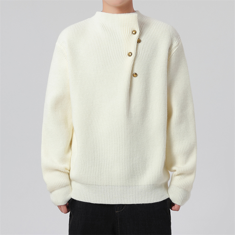 （CH·常辉服饰）美式设计款毛衣简约秋冬男士半高领加厚针织衫潮牌