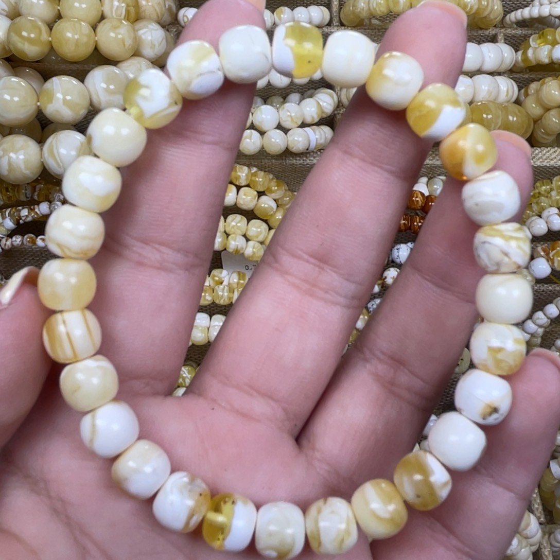 手绳琥珀银S925镶嵌7.7m