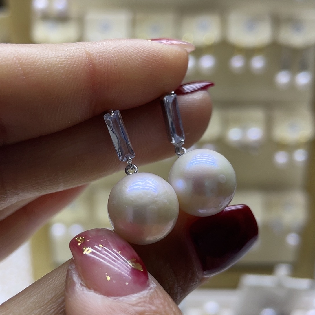 淡水珍珠耳饰银S925镶嵌