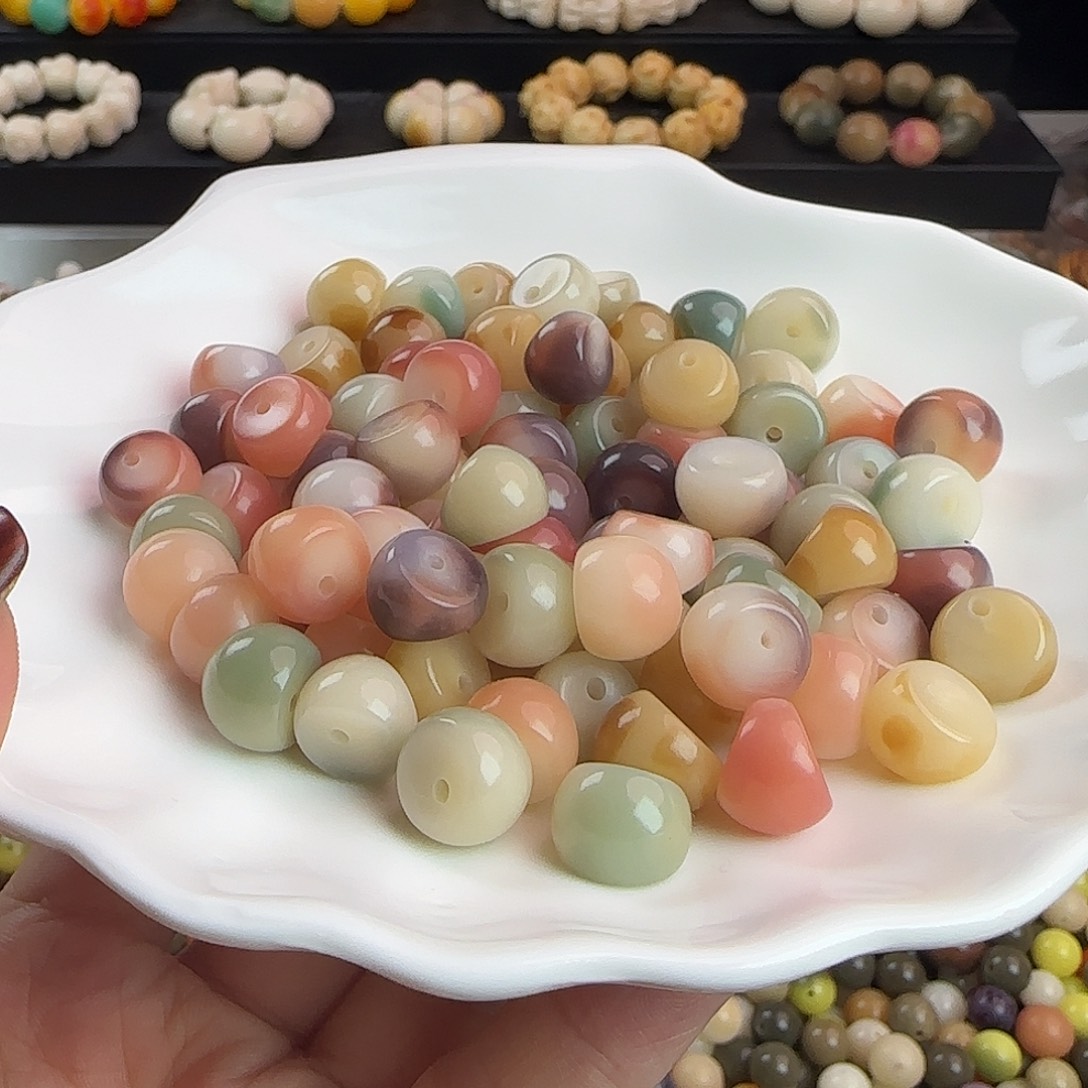 菩提根/象牙果手串卡12梦幻粉紫蒜瓣100颗