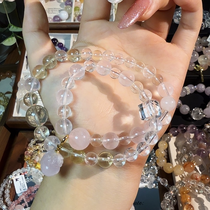 石英石纯铜双圈白粉紫