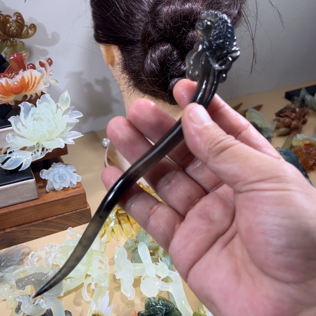 蛇纹石玉未镶嵌发簪