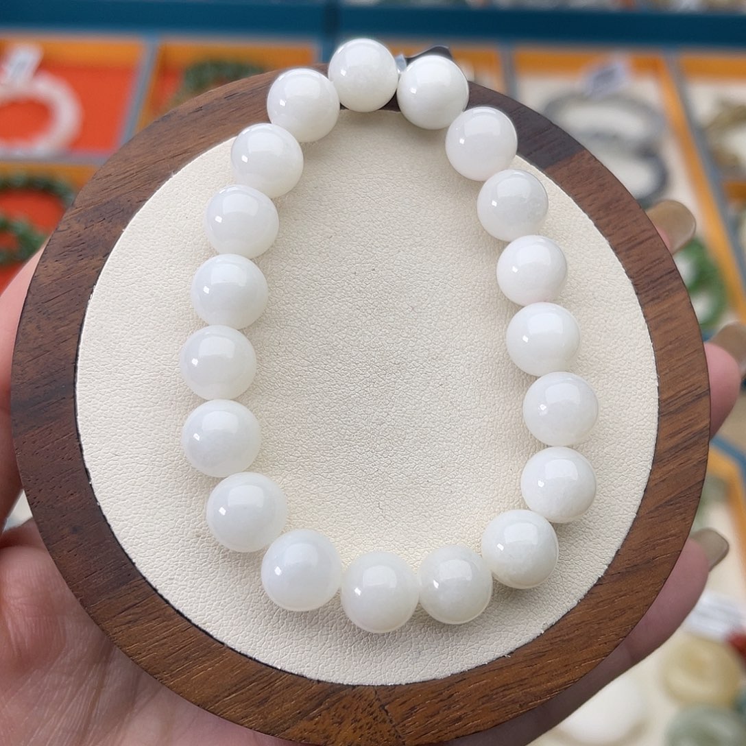 和田玉未镶嵌手串A7卡10