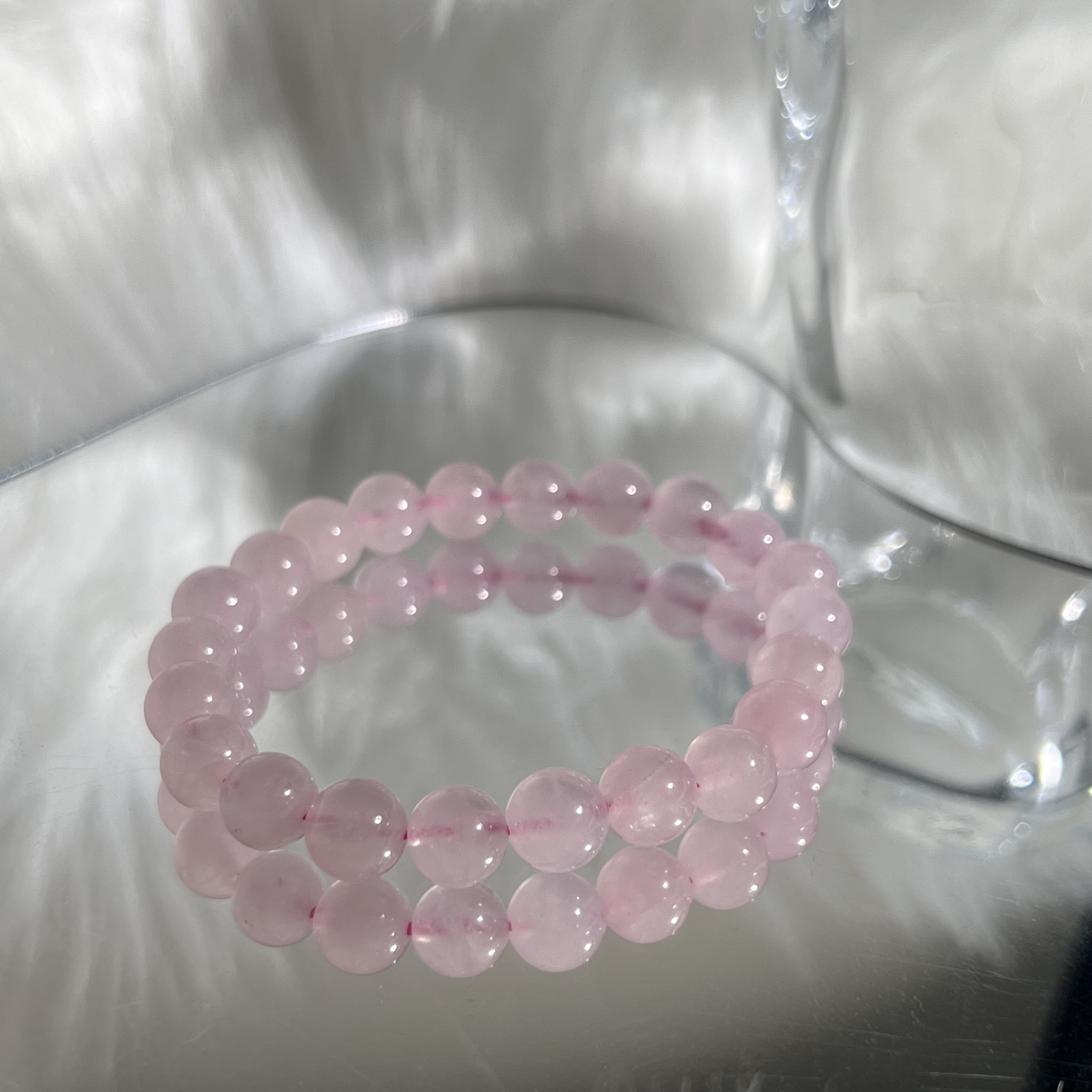 天然老矿料粉水晶手链单圈-A010多样性发其一