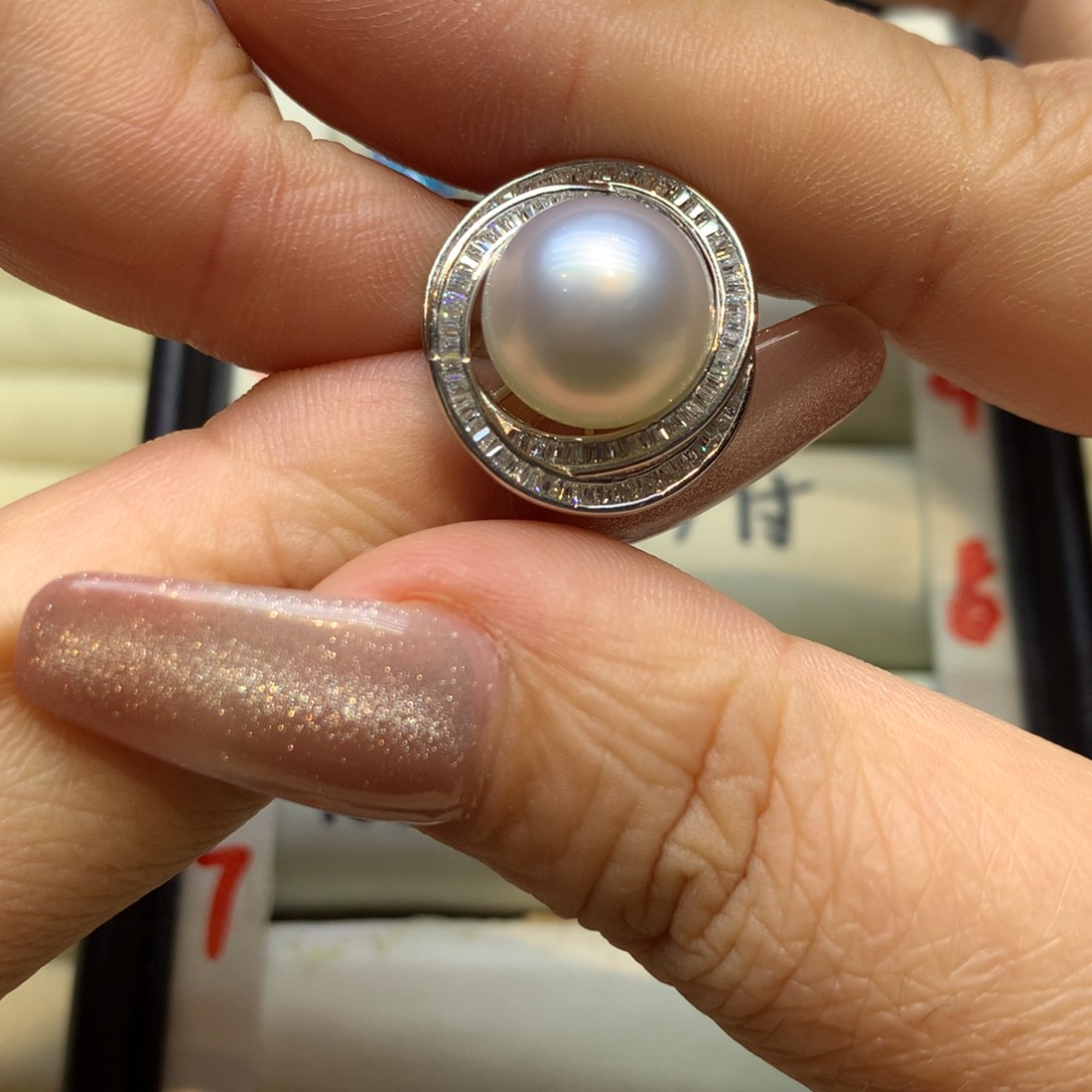 银S925镶嵌戒指海水珍珠