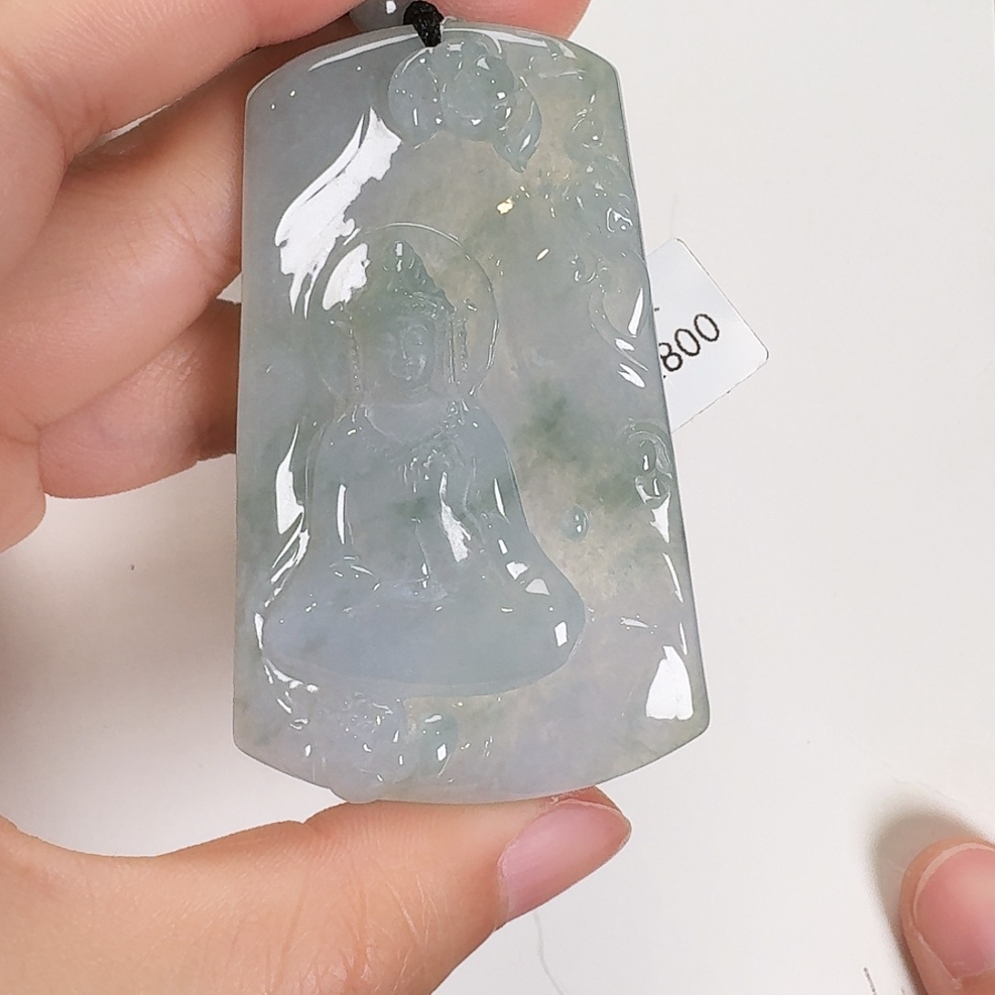 翡翠颈饰未镶嵌欣**窗素衣观音