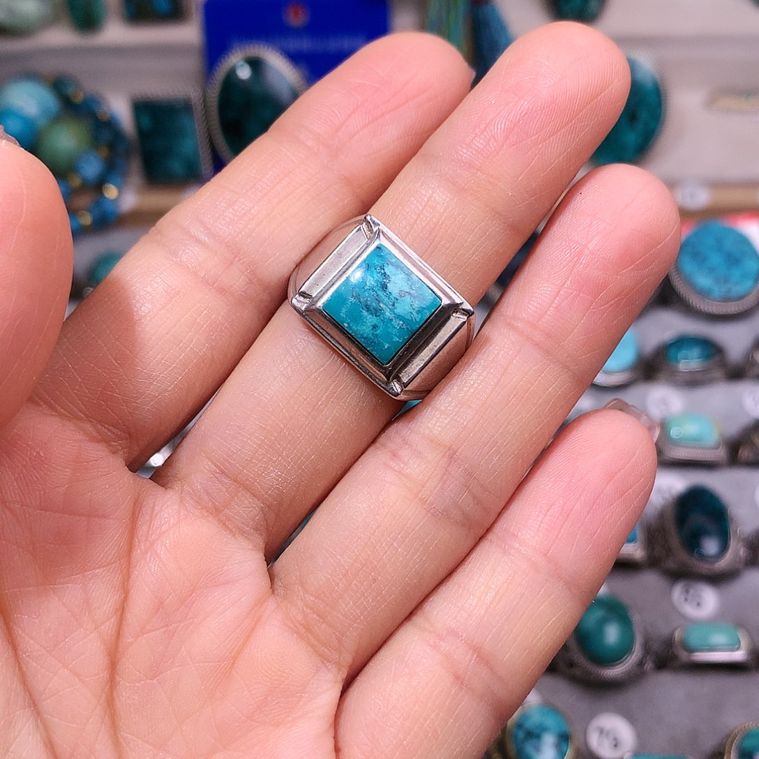 绿松石挂件银S925镶嵌