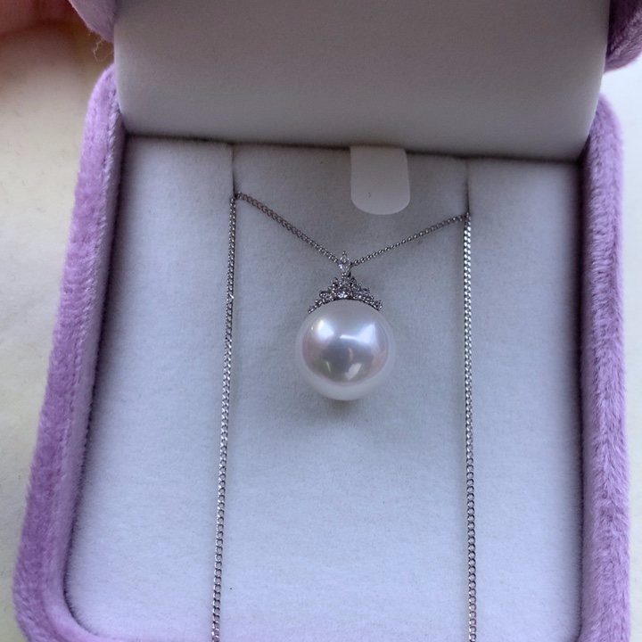 淡水珍珠颈饰18K金镶嵌C****?送银链子