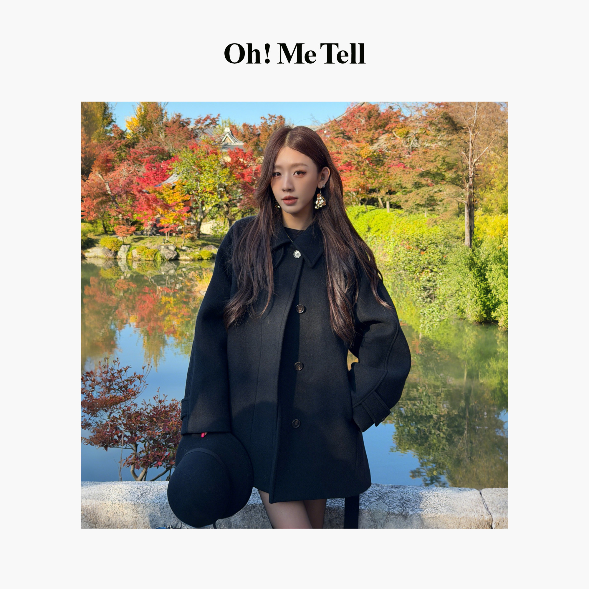 Oh！Me Tell【人生大衣】高级气质100羊毛立领系带中长款毛呢大衣女