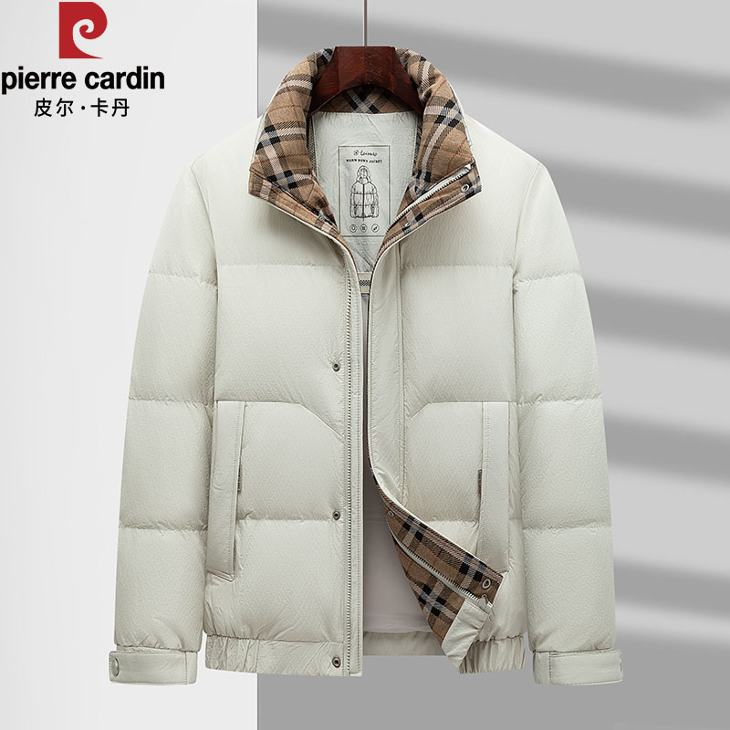 皮尔卡丹商务羽绒服男立领短款保暖外套中青年鸭绒服冬装夹克上衣