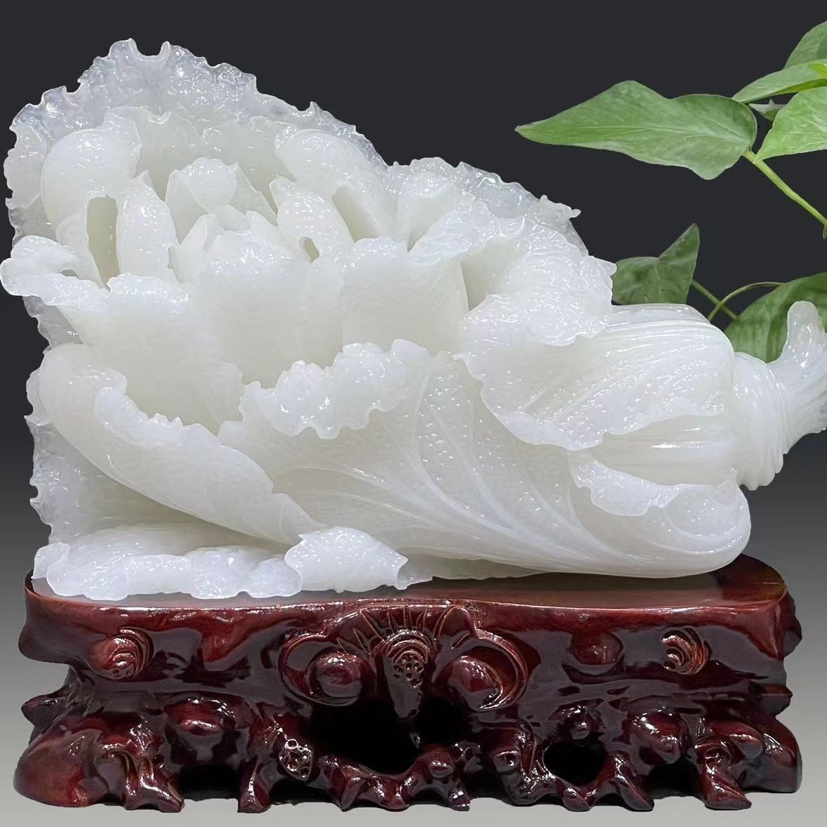 天然阿富汗白玉白菜摆件招财客厅装饰店铺开业礼品大号