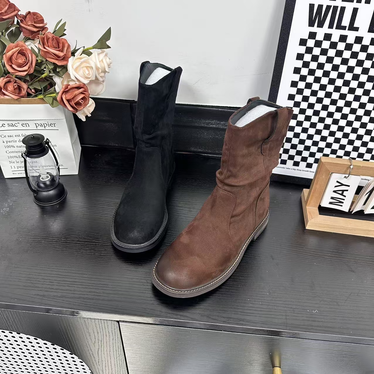 秋冬新款时尚休闲女鞋百搭潮流英伦靴子短靴冷粘工艺630-1