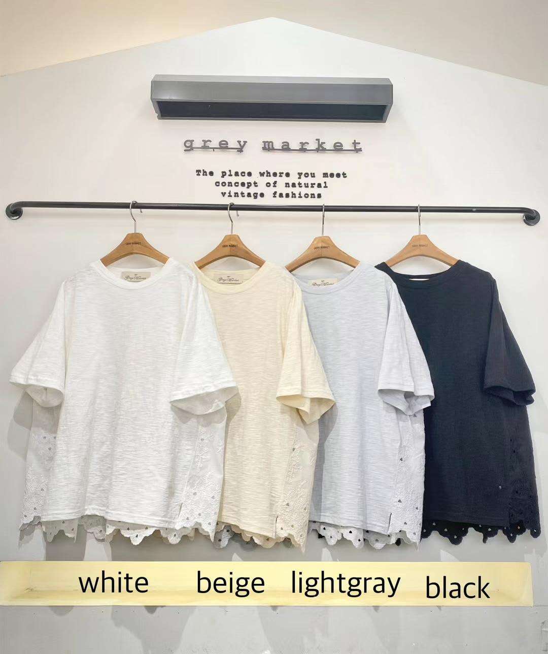 韩国正品不支持退换/蝴蝶结/后片蕾丝刺绣镂空拼接半袖/0610/H7