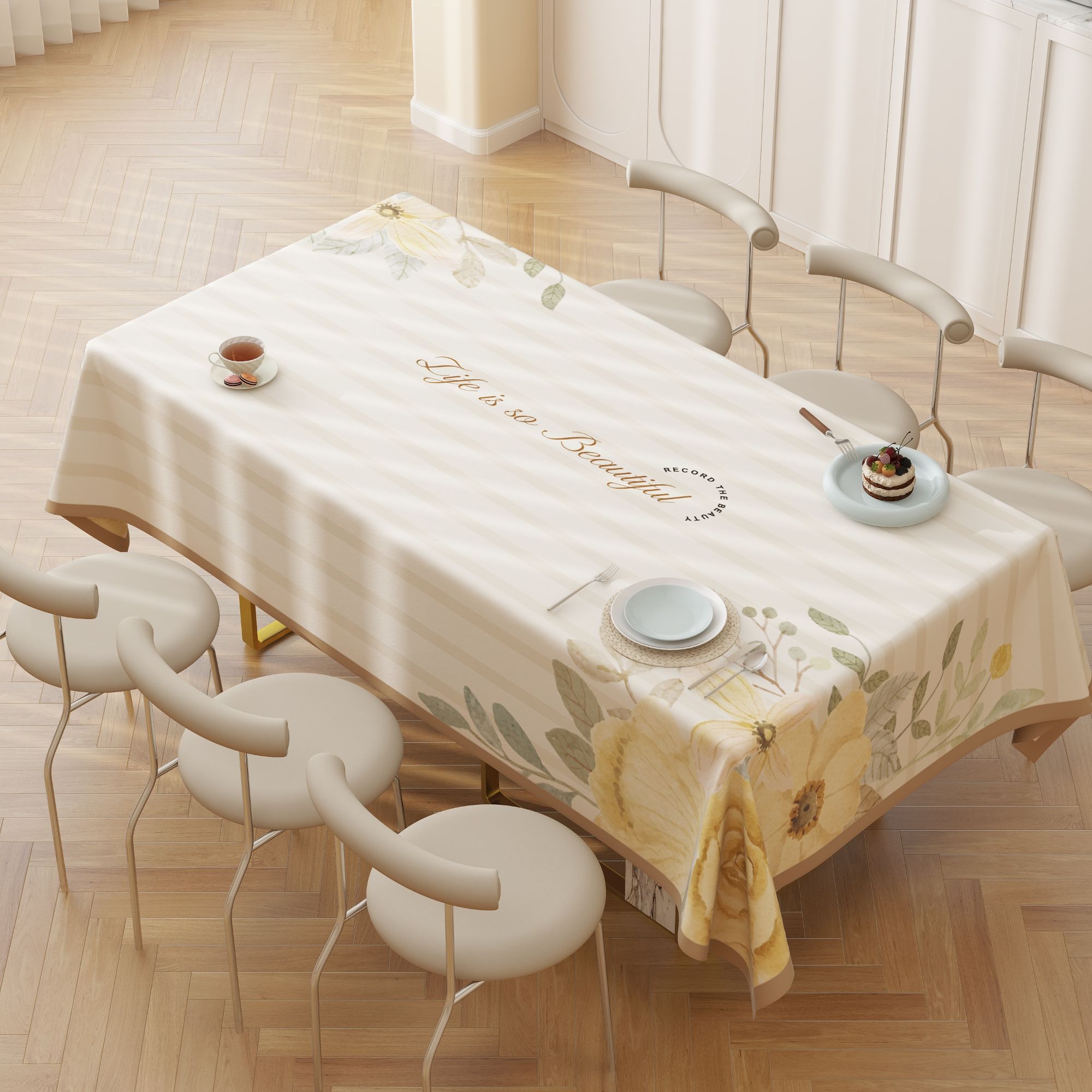 本知繁花绮梦防烫防水防油免洗桌布简约高级感新款2025餐桌茶几布