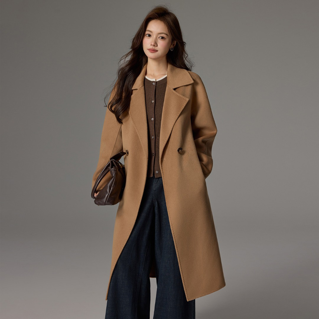 新款秋冬一粒扣羊绒大衣