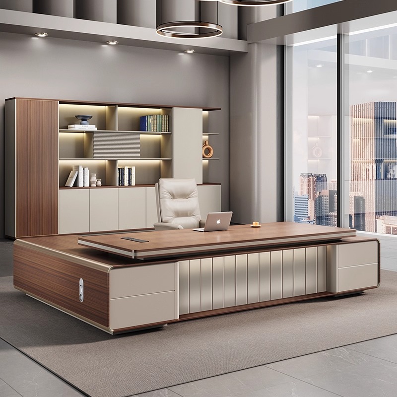 轻奢老板桌办公桌简约现代总裁经理桌子领导办公室桌椅组合大班台