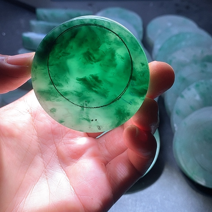 用***2定制石英质玉（非洲翠）平安扣定制不退