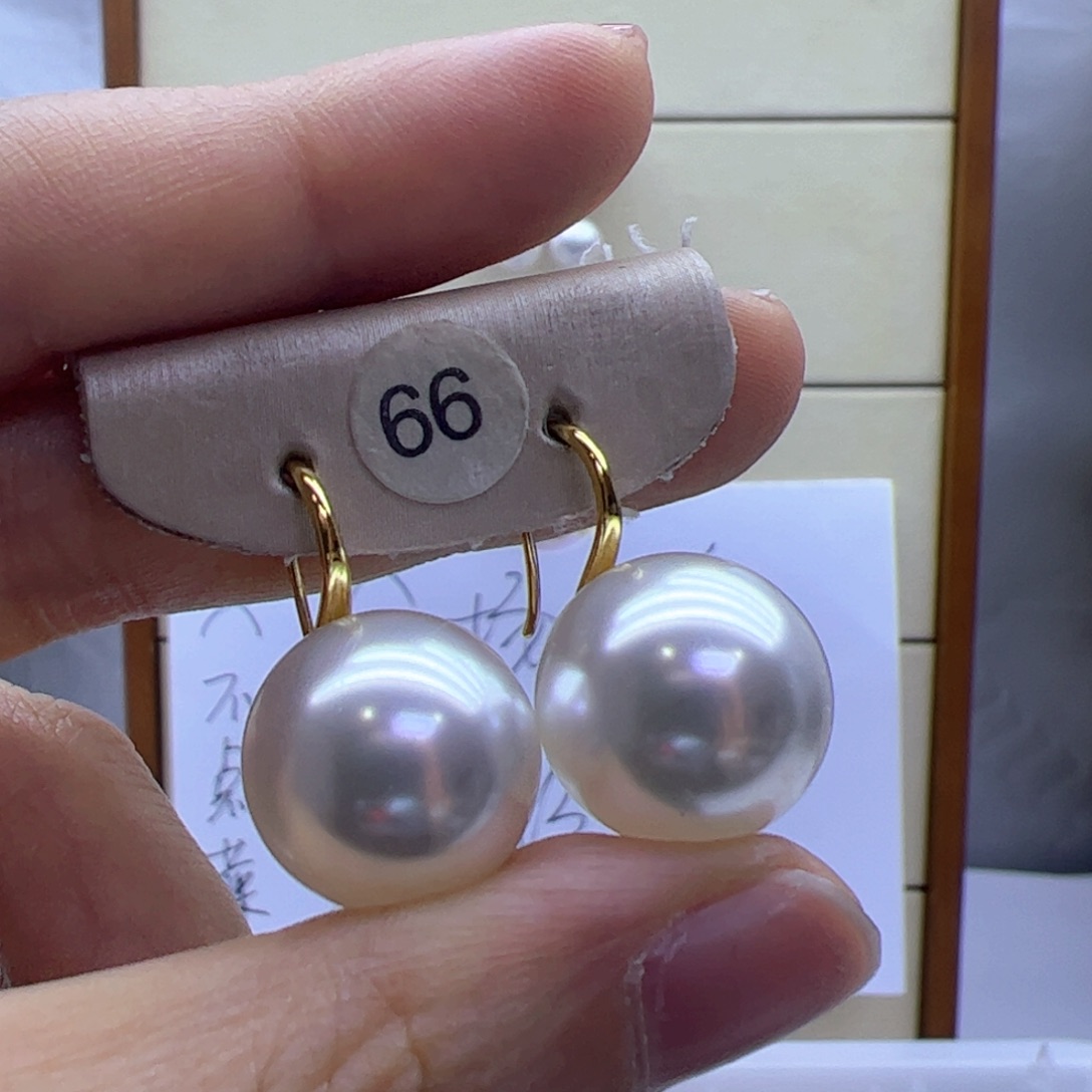 淡水珍珠耳饰18K金镶嵌