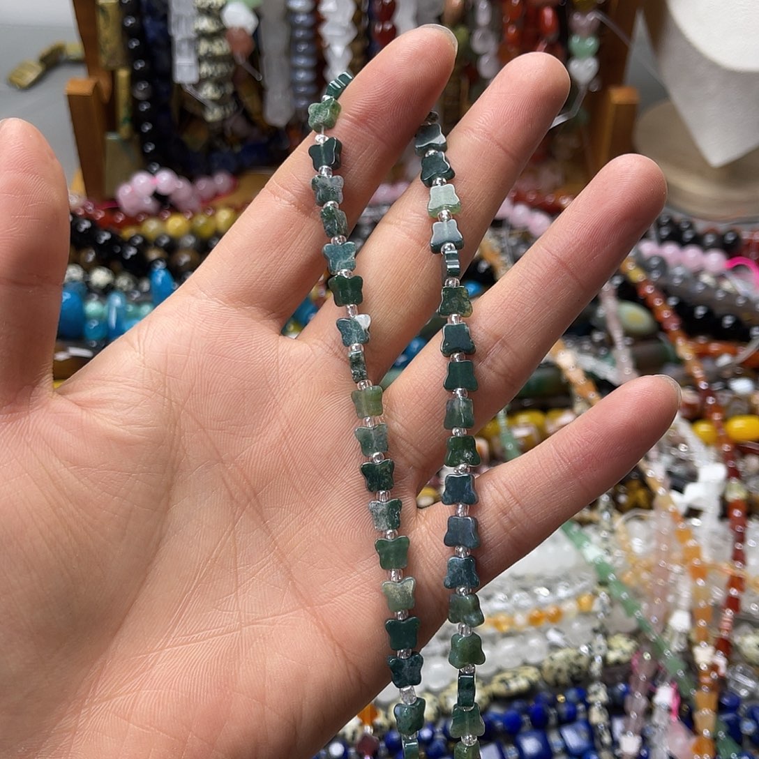 玛瑙/玉髓未镶嵌珠宝半成品卡7印度玛蝴蝶一条