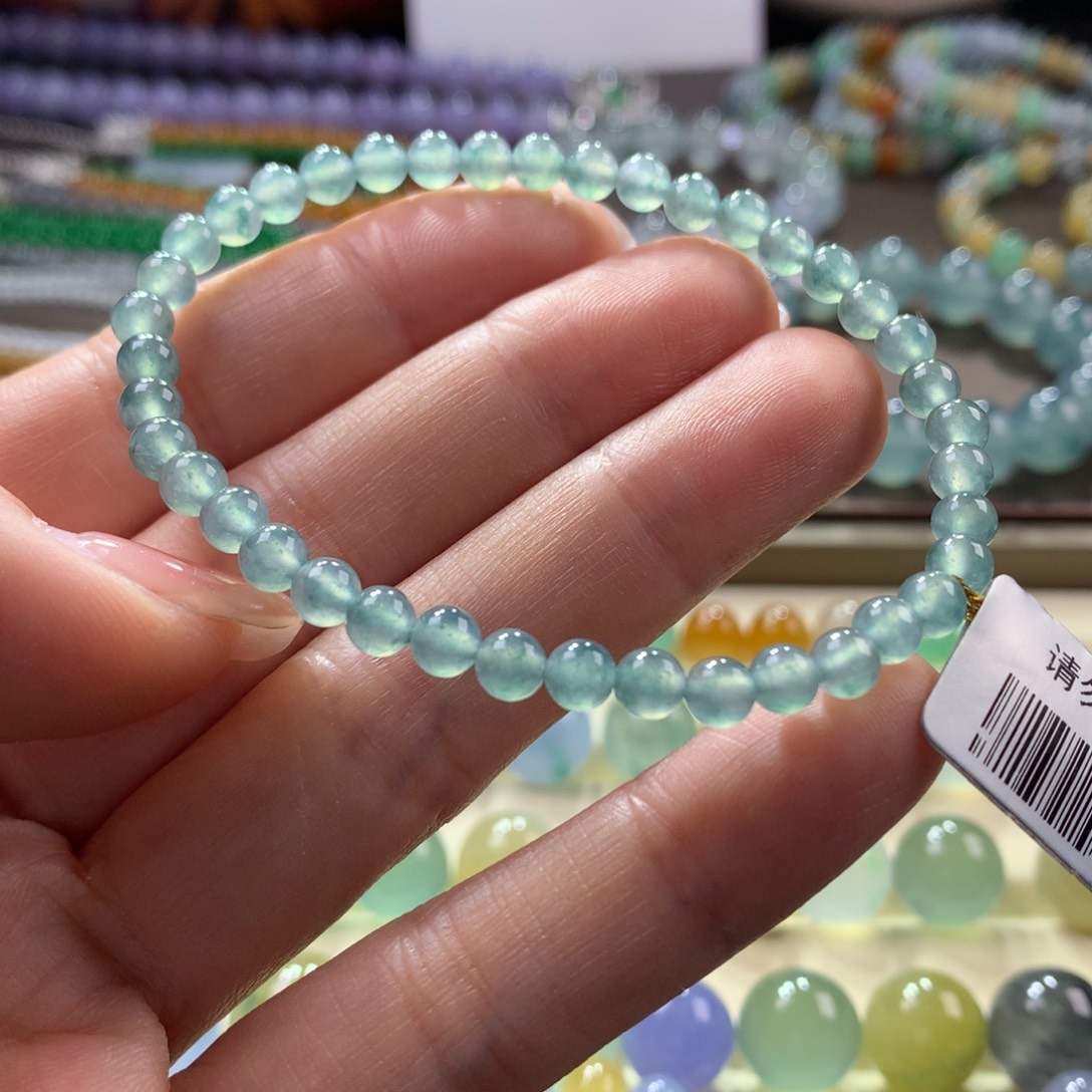 翡翠手链未镶嵌冰蓝卡4.5