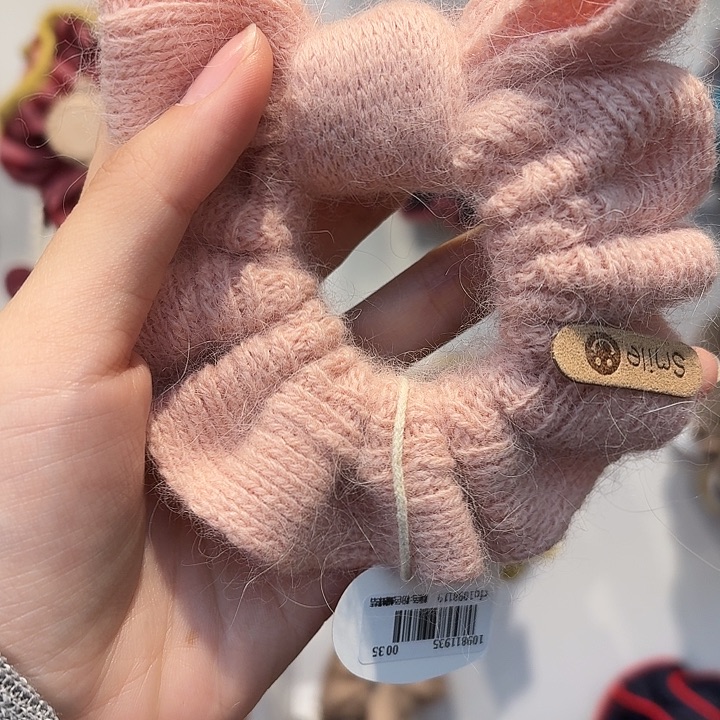 拉***仙布艺非金属粉色毛线发饰