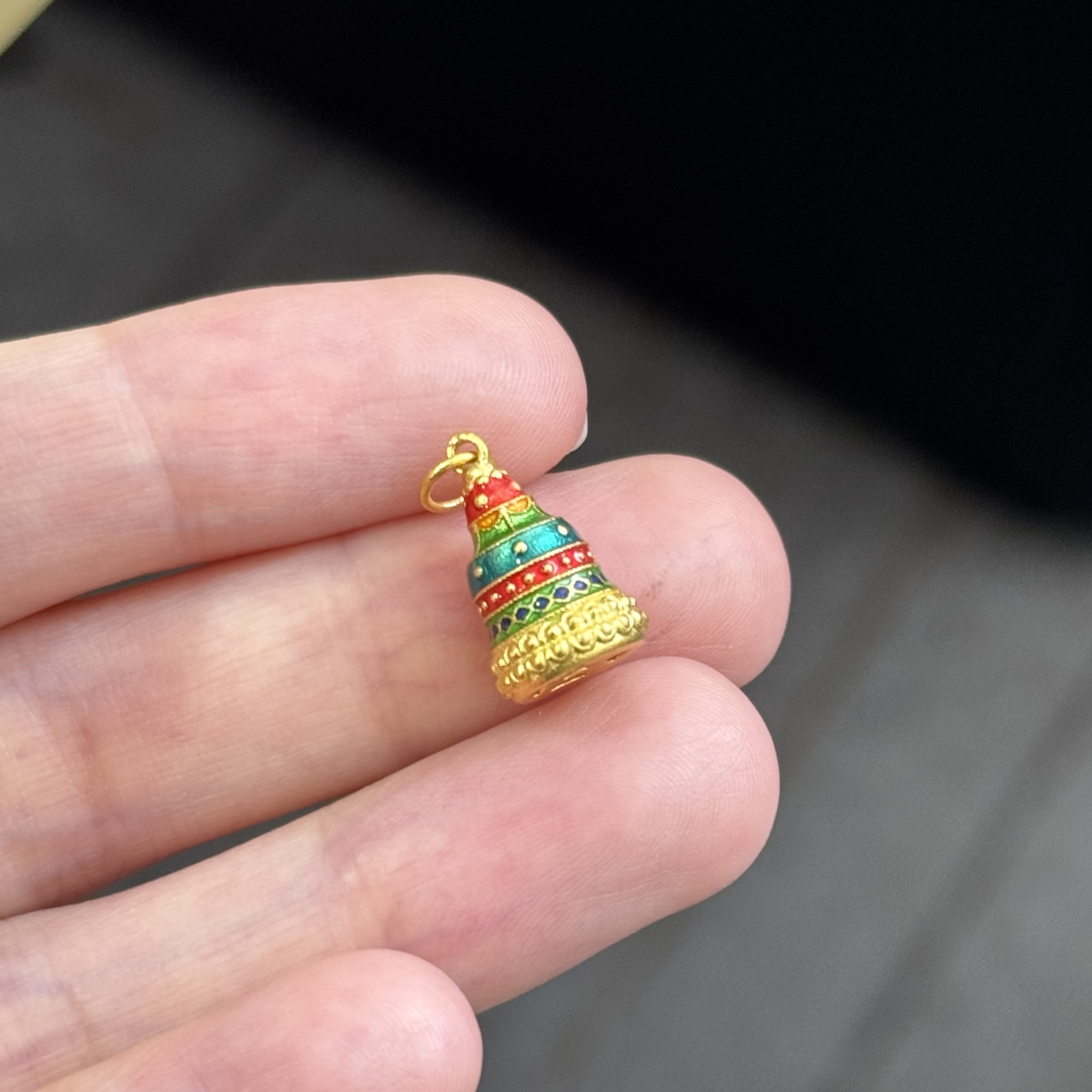 烧蓝许愿塔吊坠 足金999 总重出