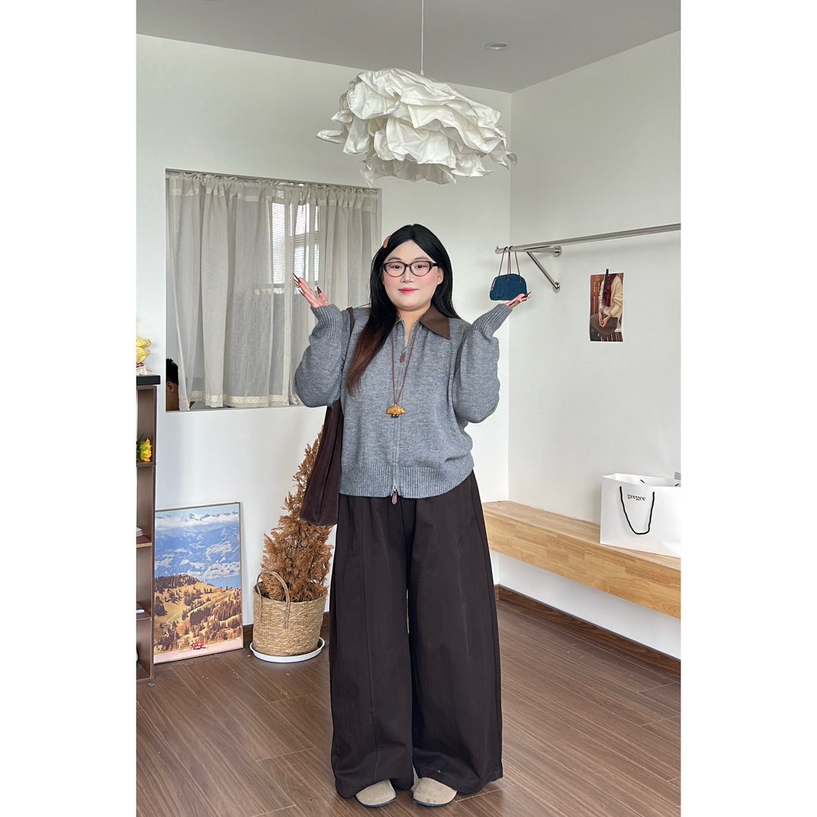 青屿衫-秋季韩系微胖POLO领双头拉链显瘦正肩大码女装气质高级