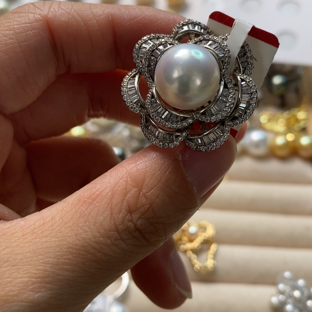 海水珍珠戒指银S925镶嵌