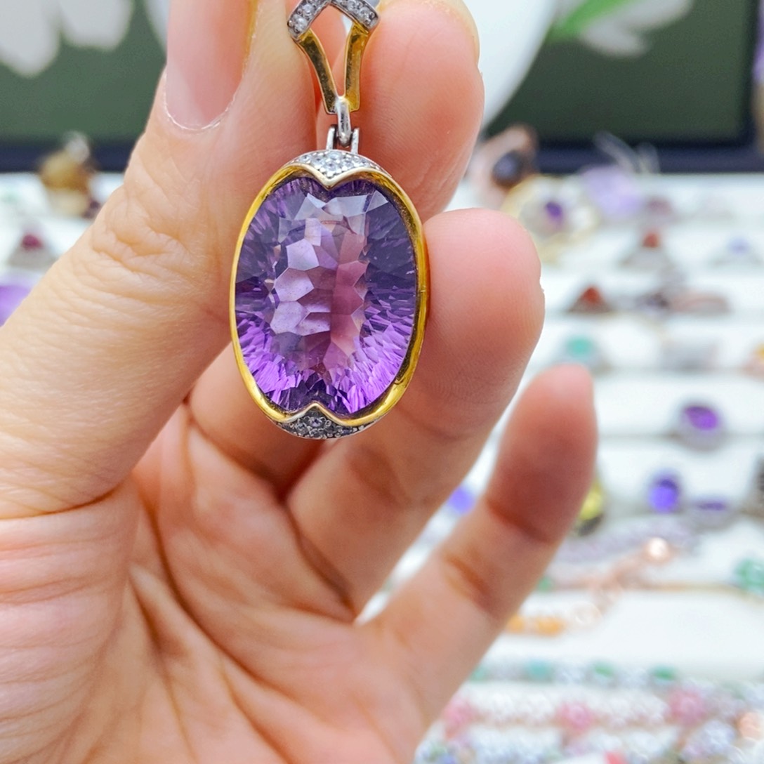 吊坠(赠链)银S925镶嵌紫晶