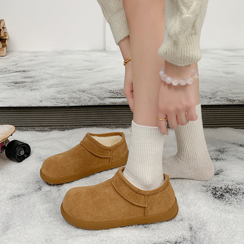 复古丑萌雪地靴女2025新款冬季厚底短靴皮毛一体加绒加厚毛毛棉鞋