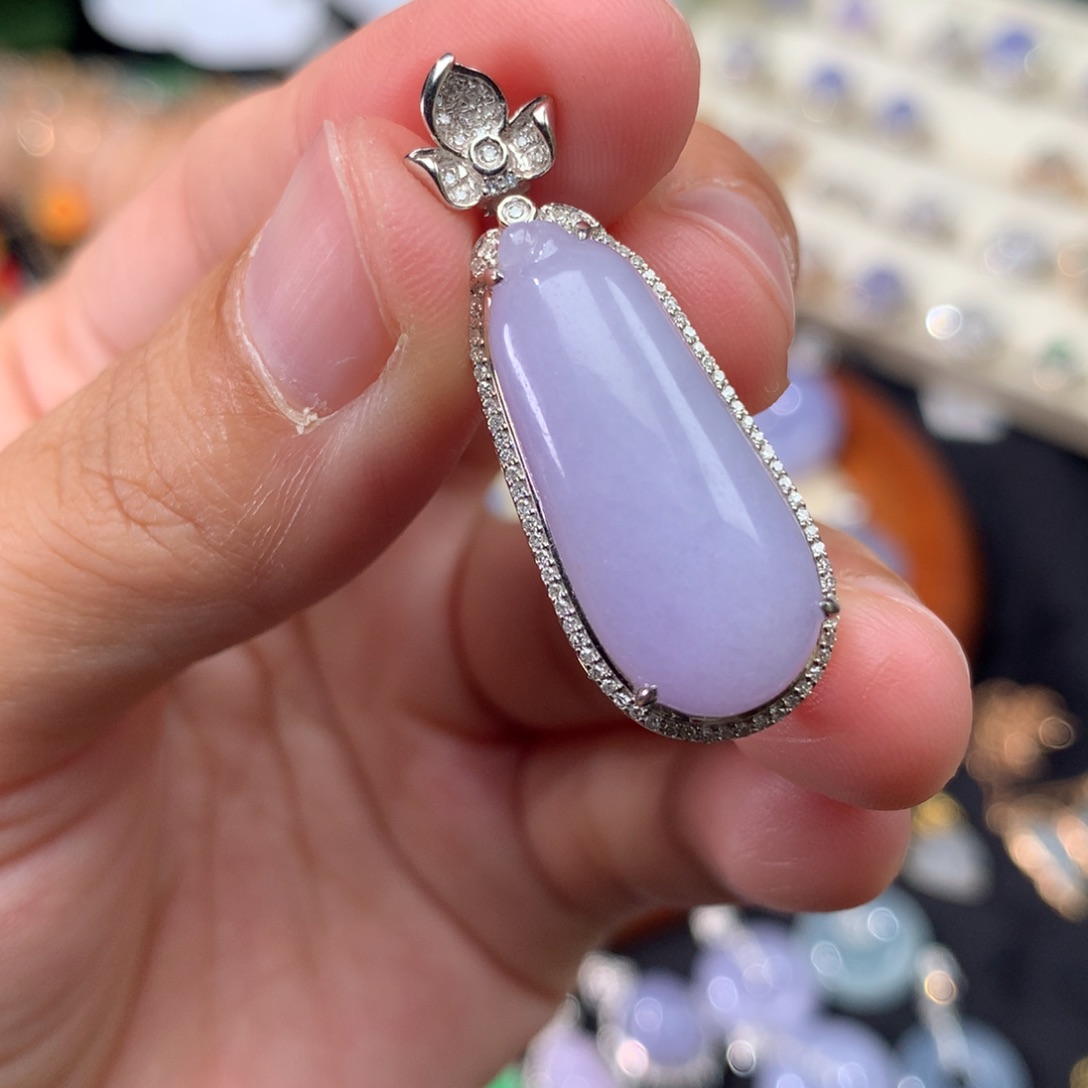 翡翠18K金镶嵌吊坠(不含链)