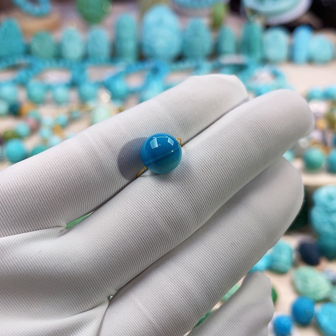 绿松石珠宝奇石未镶嵌8.6mm