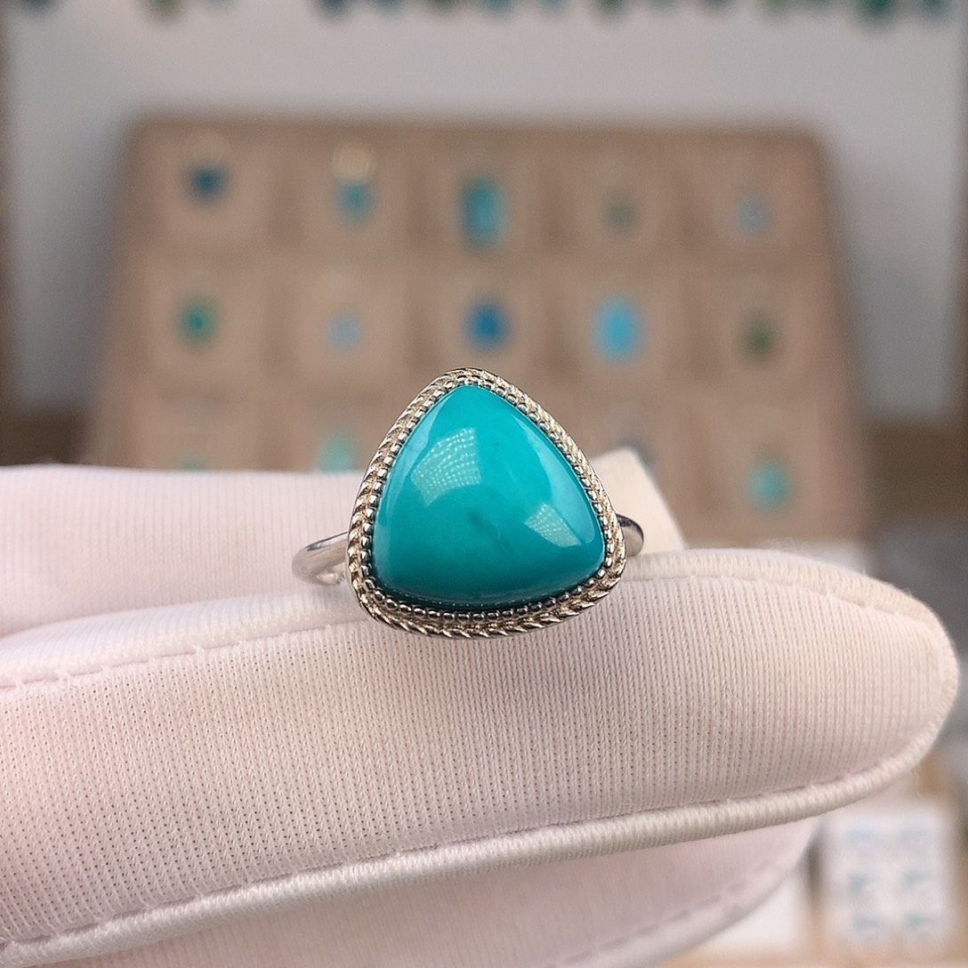 绿松石银S925镶嵌戒指