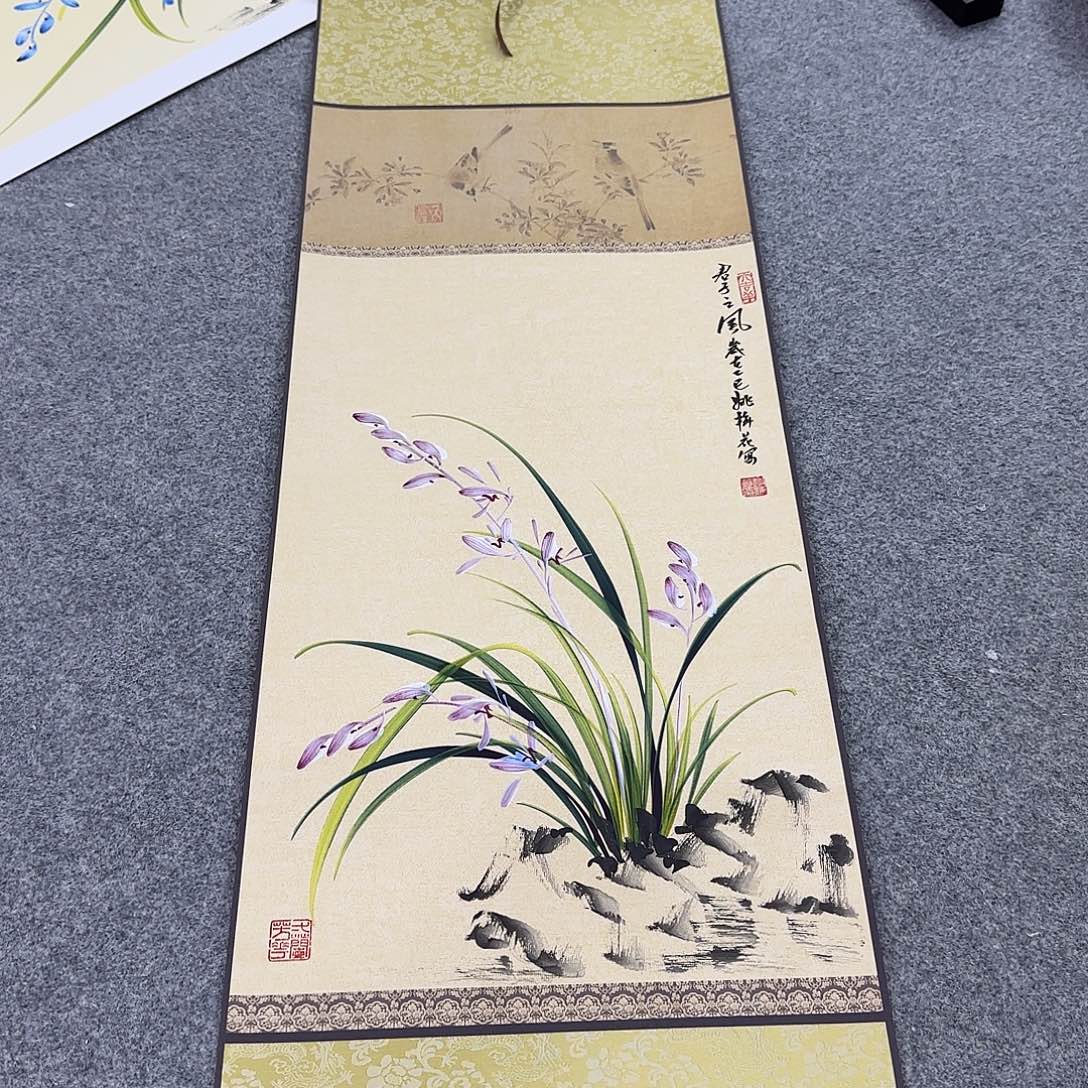 国画国画立体兰花作品