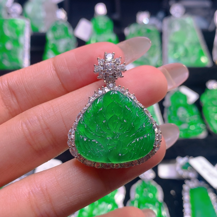 【闪购商品】翡翠银S925镶嵌吊坠(不含链)翡翠