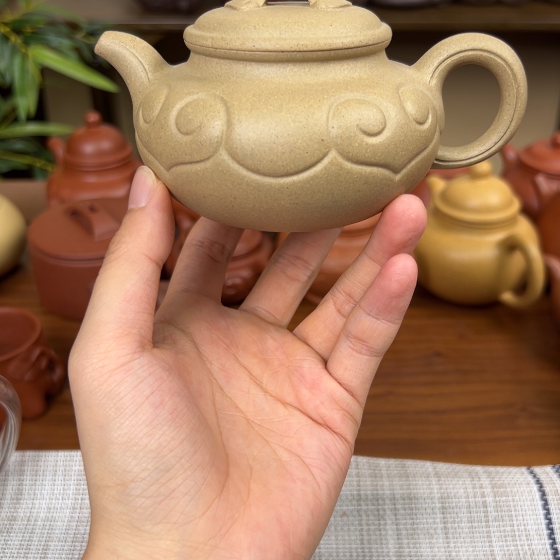 茶壶紫砂紫砂壶本绿仿古如意200cc全手