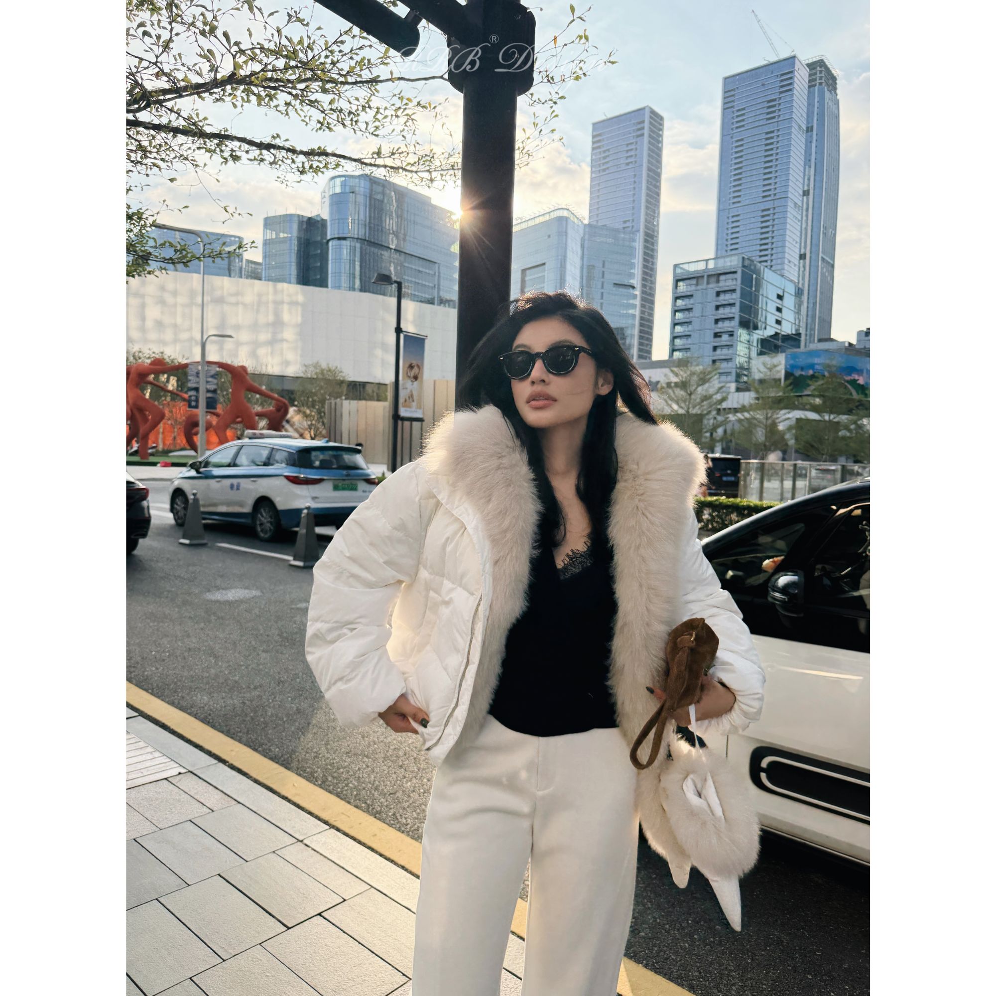RRB Design 宽松百搭显瘦可拆卸狐狸毛领白鹅绒保暖长袖鹅绒服